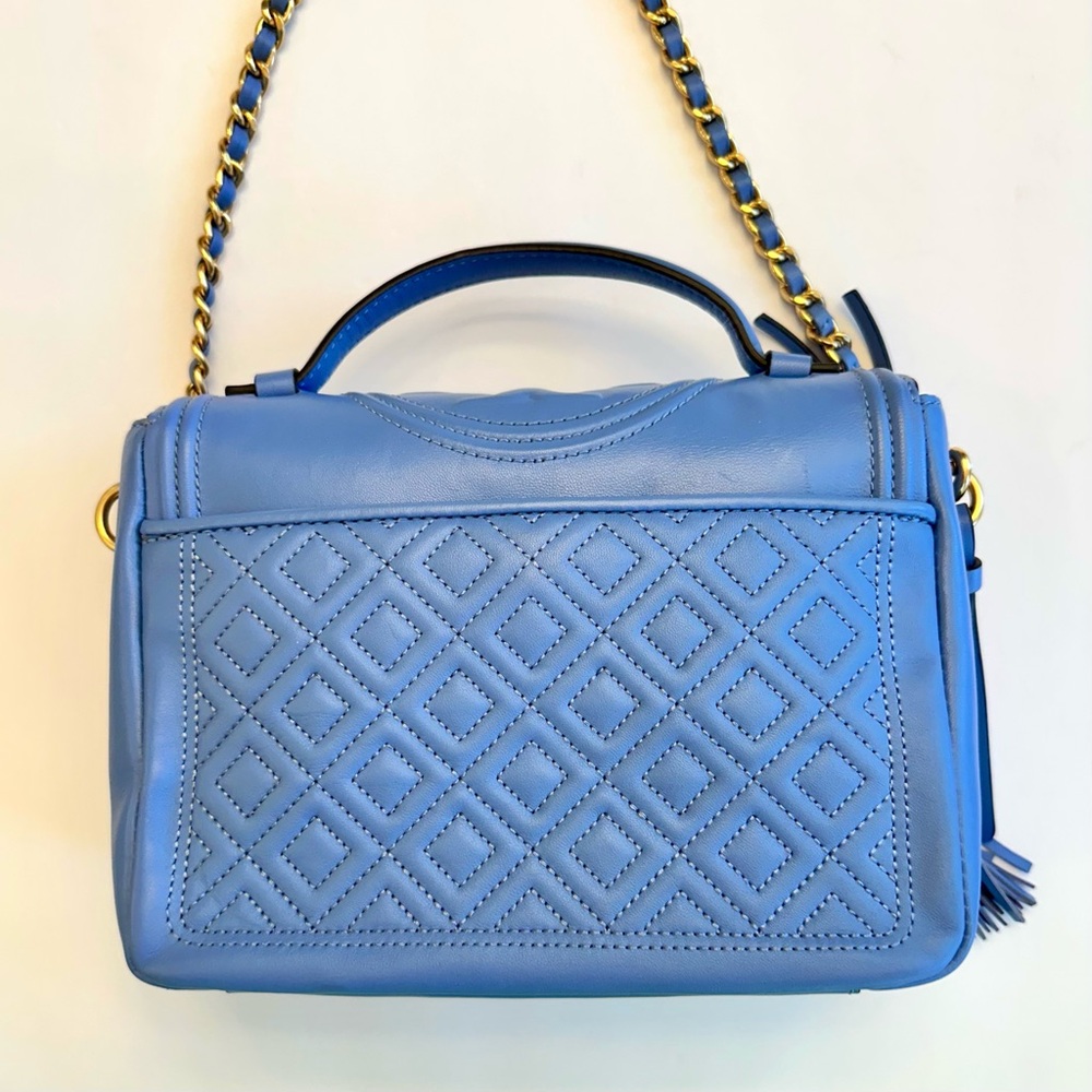 Tory Burch Fleming periwinkle small leather convertible crossbody bag lotus blue - Picture 8 of 16